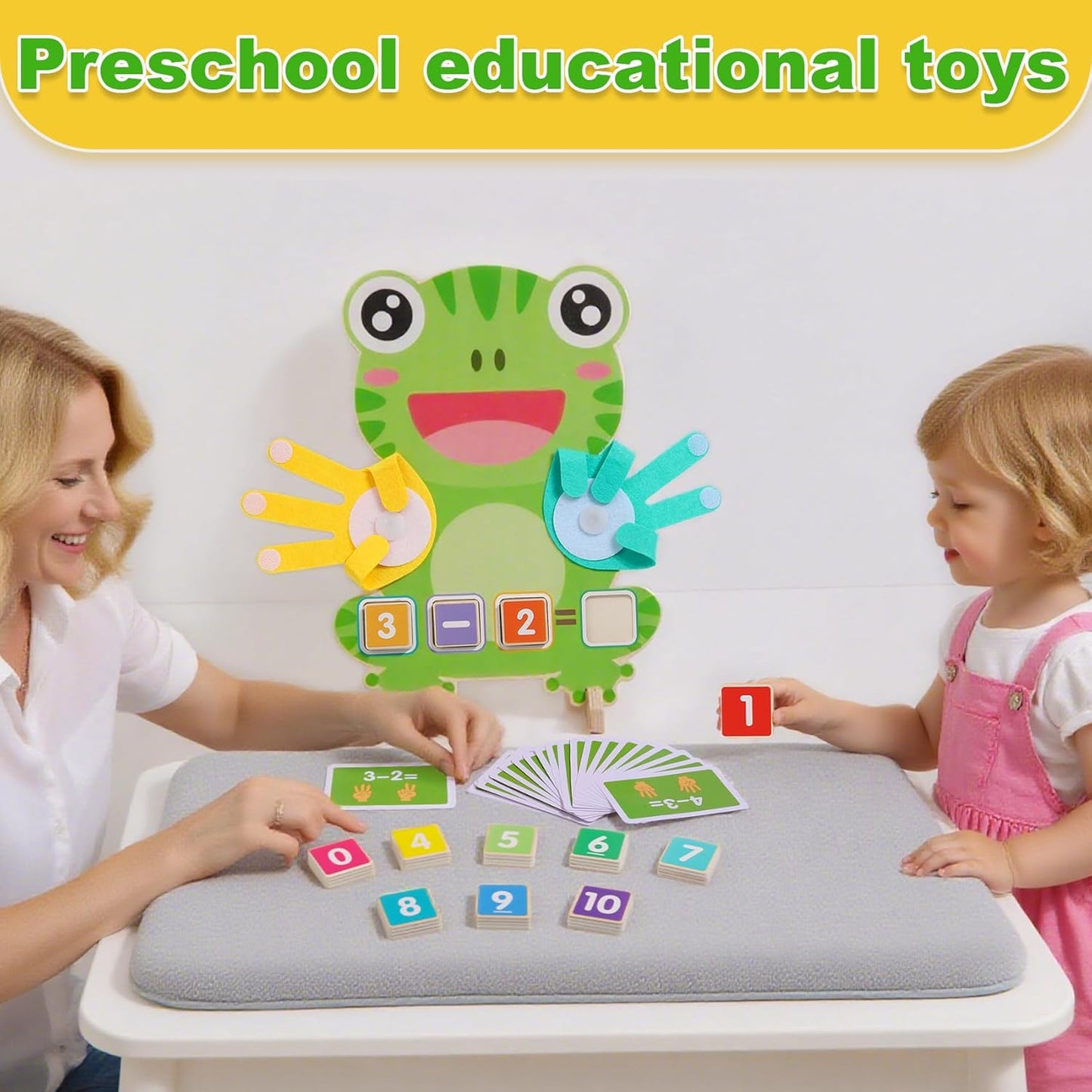 Educational 2 in 1 Math Manipulatives Number Counting Blocks & Teaching Clock for Kids, Preschool Learning Toys for Toddlers 3-5, Montessori Toys for 3-5 Year Old Boys Girls Birthday Gifts