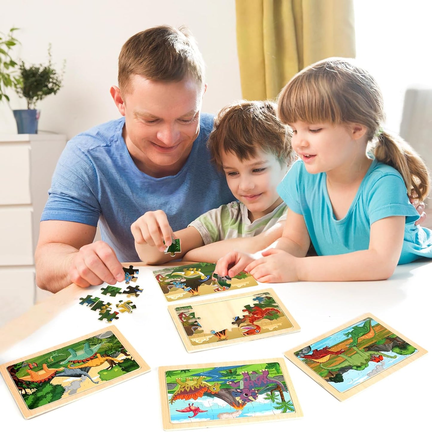 Wooden Puzzles Toys for Kids Ages 3-5, Set of 4 Packs with 20-Piece Farm, Animals Theme Wood Jigsaw Puzzles, Preschool Educational Brain Teaser Toys for Boys and Girls 3-6 Years Old.