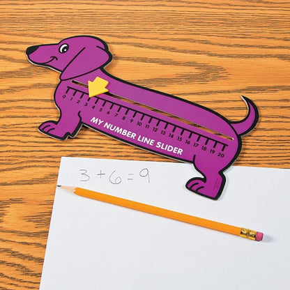Fun Express Wiener Dog Number Line Sliders - 12 Pieces - Educational And Learning Activities For Kids