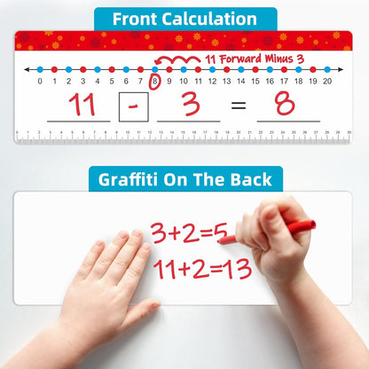 30 Packs Number Line Dry Erase Boards Cards, Double Sided Writable and Erasable Board, 0-20 on One Side & Blank Whiteboard on Other Side for Kids, Students, Classroom and Home - 12” x 4”