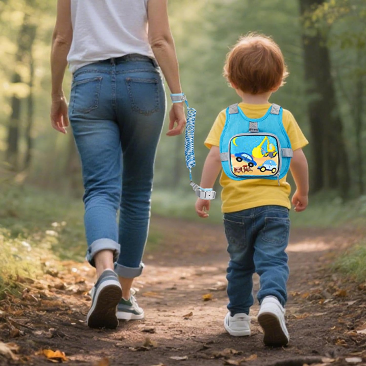 Accmor Toddler Harness Leash + Reflective Anti Lost Wrist Link, Cute Car Kids Back Pack with Hand Strap Collapsible Child Walking Restraint Belt Tether Hold Baby Boys Close for Outdoor Travel