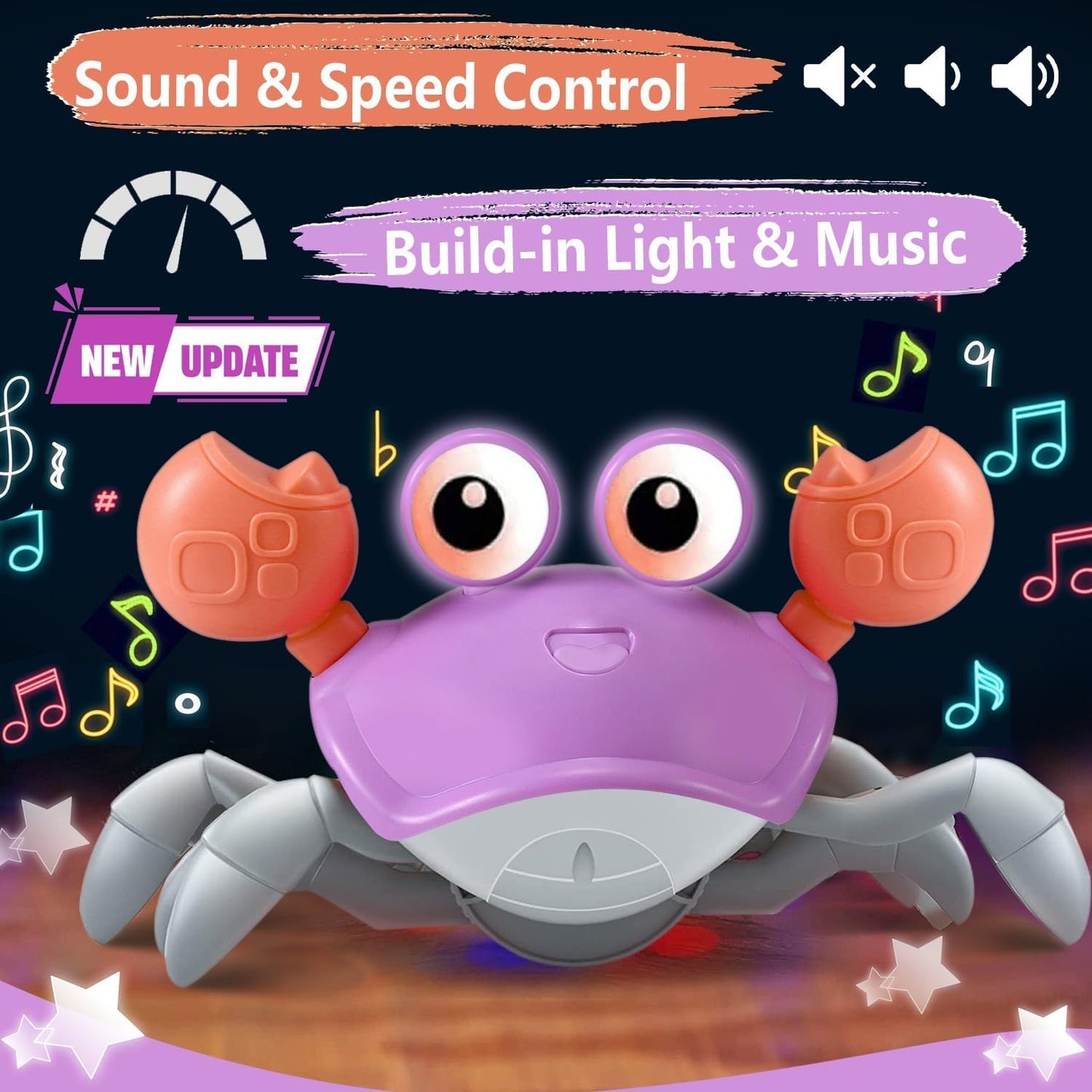 Crawling Crab Gear Set Toy - Tummy Time Musical Crab Toys Stacking & Building Blocks Educational STEM Game for Toddlers & Kids 3-5, 1 2 3 Yr Old Birthday Gift Christmas Stuff for 0-36 Month Boys Girls