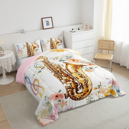 Erosebridal Drum Kit 3D Print Kids Comforter Sets Rock Music Themed Full Bedding Set for Boys Girls Musical Pattern Comforter Set,Colorful Retro Style Quilt Duvet 3 Pcs
