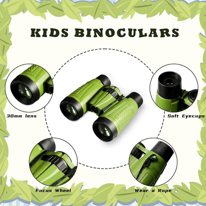 Libima 24 Pcs Binoculars Bulk Educational Compact Binoculars with Neck String Telescope for Learning Bird Watching Camping Hiking Travel Safaris Birthday Gifts(Green)