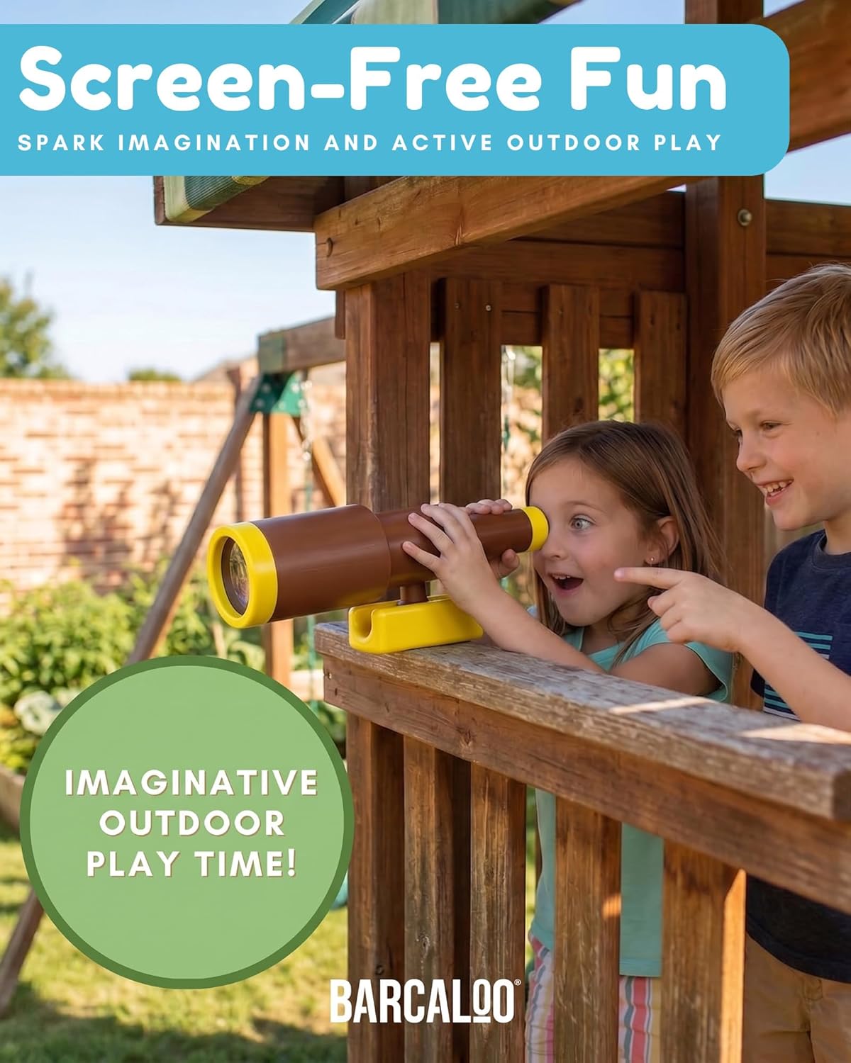 Barcaloo Kids Playset Telescope - Outdoor Backyard Playground Accessories for Kids, Pirate Telescope for Swingset, Jungle Gym, Treehouse, and Playset Accessories