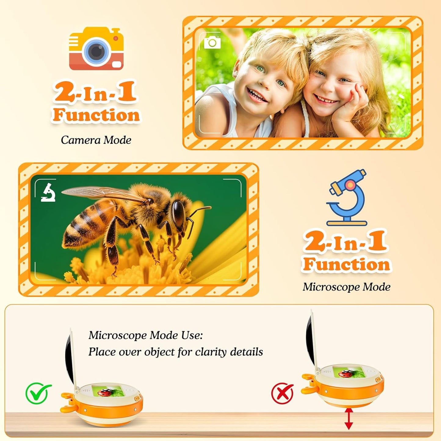 Hayve Handheld Digital Microscope for Kids 1000X,16MP Portable Pocket Microscope with 2inch IPS Screen,1080P Coin Magnifier for Collectors with 8 LEDs, PC View, 8GB