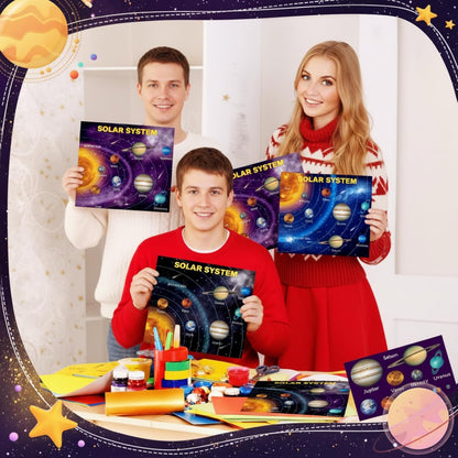 24 Set 48 Sheets Planet Craft Kits Waterproof Space Stickers DIY Make Your Own Solar System Stickers for Crafts Reward Game Activities