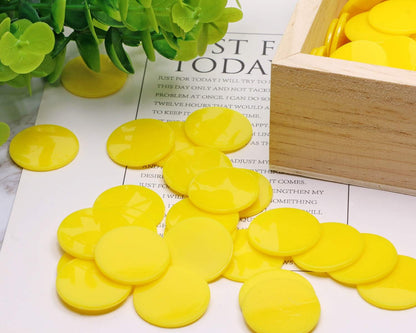 Shapenty 25mm/1 Inch Small Plastic Learning Counters Disks Chip Counting Discs Markers for Math Practice and Poker Chips Game Tokens with Storage Box,120PCS (Yellow)