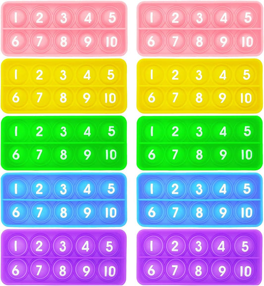 Ten Frame Popper, Math Fidget Sensory Toys, Ten-Frame Counting Toy, Educational Toy for Kids, Classroom Group Learning Activities for Toddler(Pack of 10)
