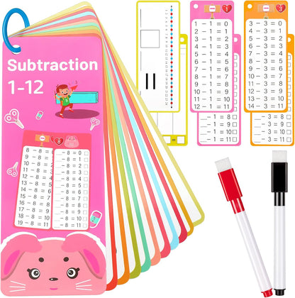 15Pcs Multiplication Flash Cards 0-12, Time Table Flash Cards Chart with 2 Dry Erase Pens 1 Rings, Educational Math Multiplication Chart for 1st to 3rd Grades Fun Learning with Math Game