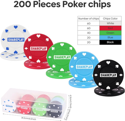 Plastic Poker Chips Set with Storage Box for Blackjack, Texas Hold'em, Night Poker Games