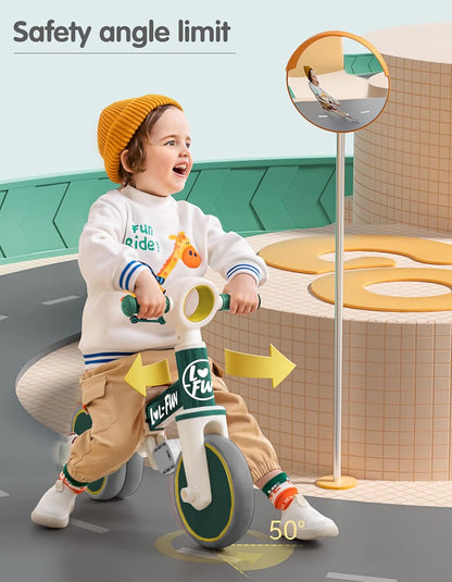 LOL-FUN Tricycle for Toddlers 1-3 Years Old Boys Girls Toy, 4 in 1 Baby Balance Bike for 1 2 Year Old Gift, Kids Bicycle with Easy Assembly Removable Pedal