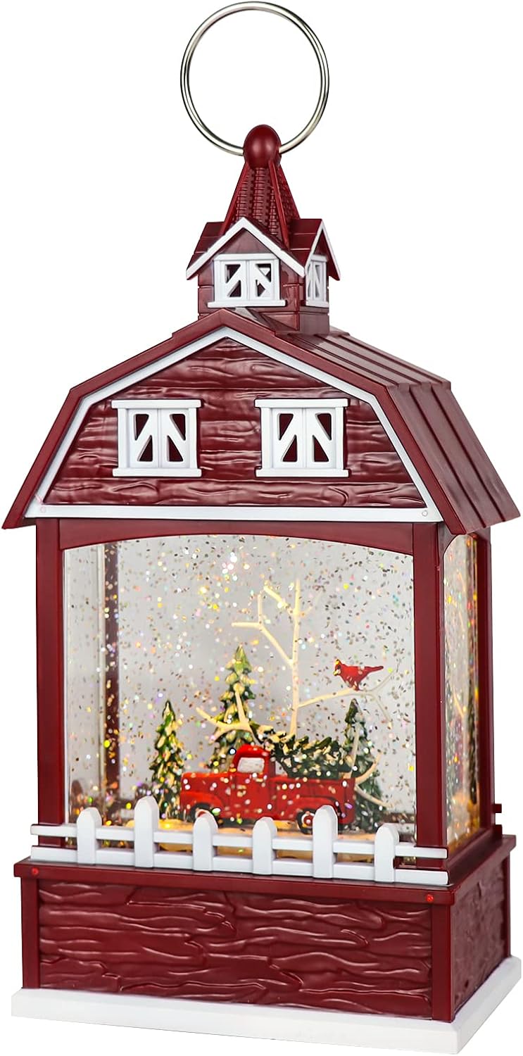 Eldnacele Musical Snow Globe Lantern with Timer, Lighted USB/Battery Operated Swirling Singing Water Glittering Lantern, Snow Globes for Adults and Kids Christmas Decoration- Santa