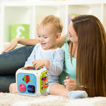 Aprilwolf Montessori Sensory Cube for Toddlers 18 Months + | Educational Activity Center with Elastic Sides | Baby Learning Toys, Wonderful Gift for Birthday Boys & Girls