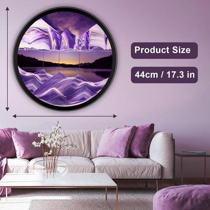 17.3" Moving Sand Art, 3D Sand Art Pictures Deep Sea Sandscape Living Room Decoration, 360° Rotate, Glass Crafts Solid Wood Frame, Relaxing Mood Home Office Work Wall Art Decor