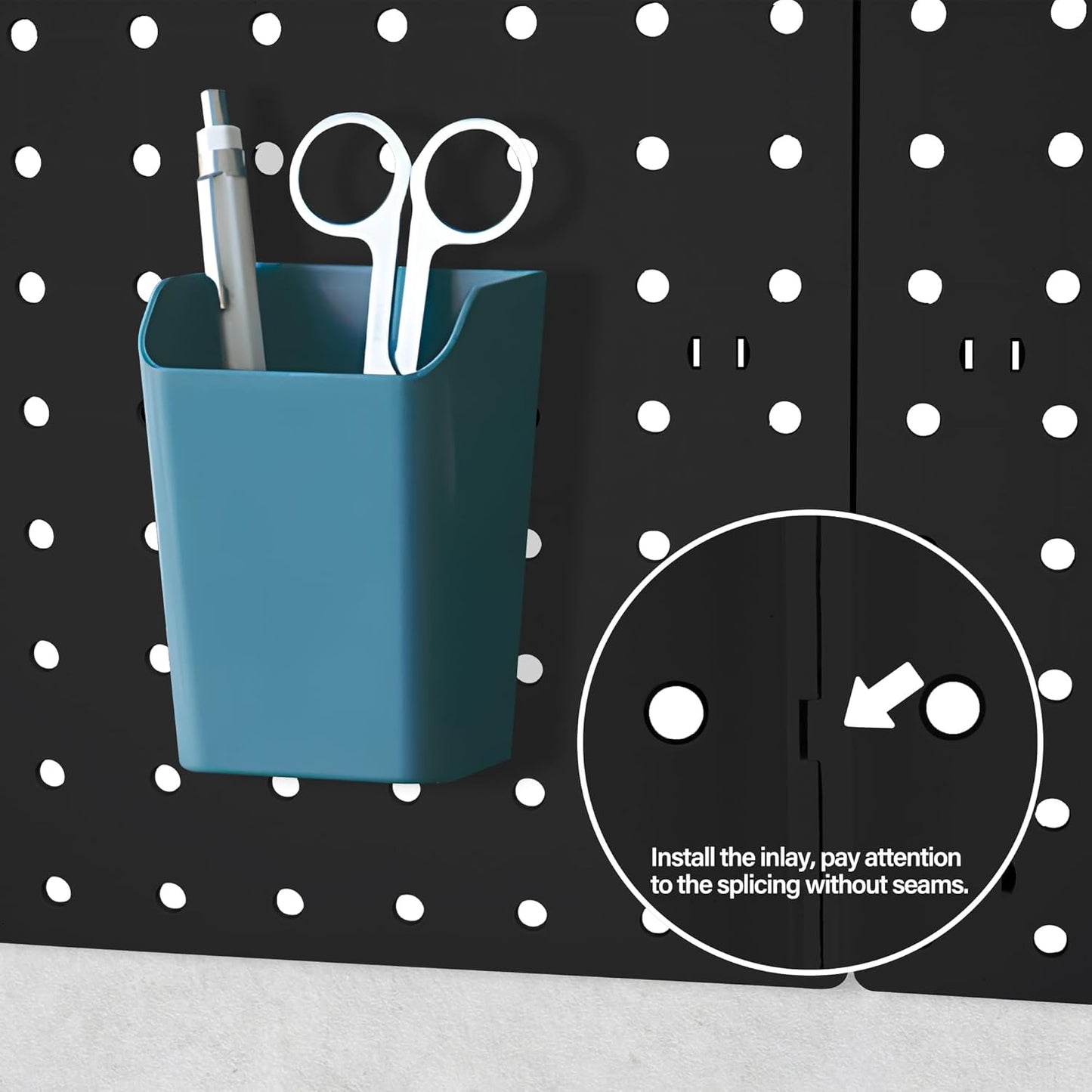 4Pcs Peg Board Panels, White ABS Pegboard Wall Mount, Easy Installation for Craft Room, Garage, Kitchen, Workshop