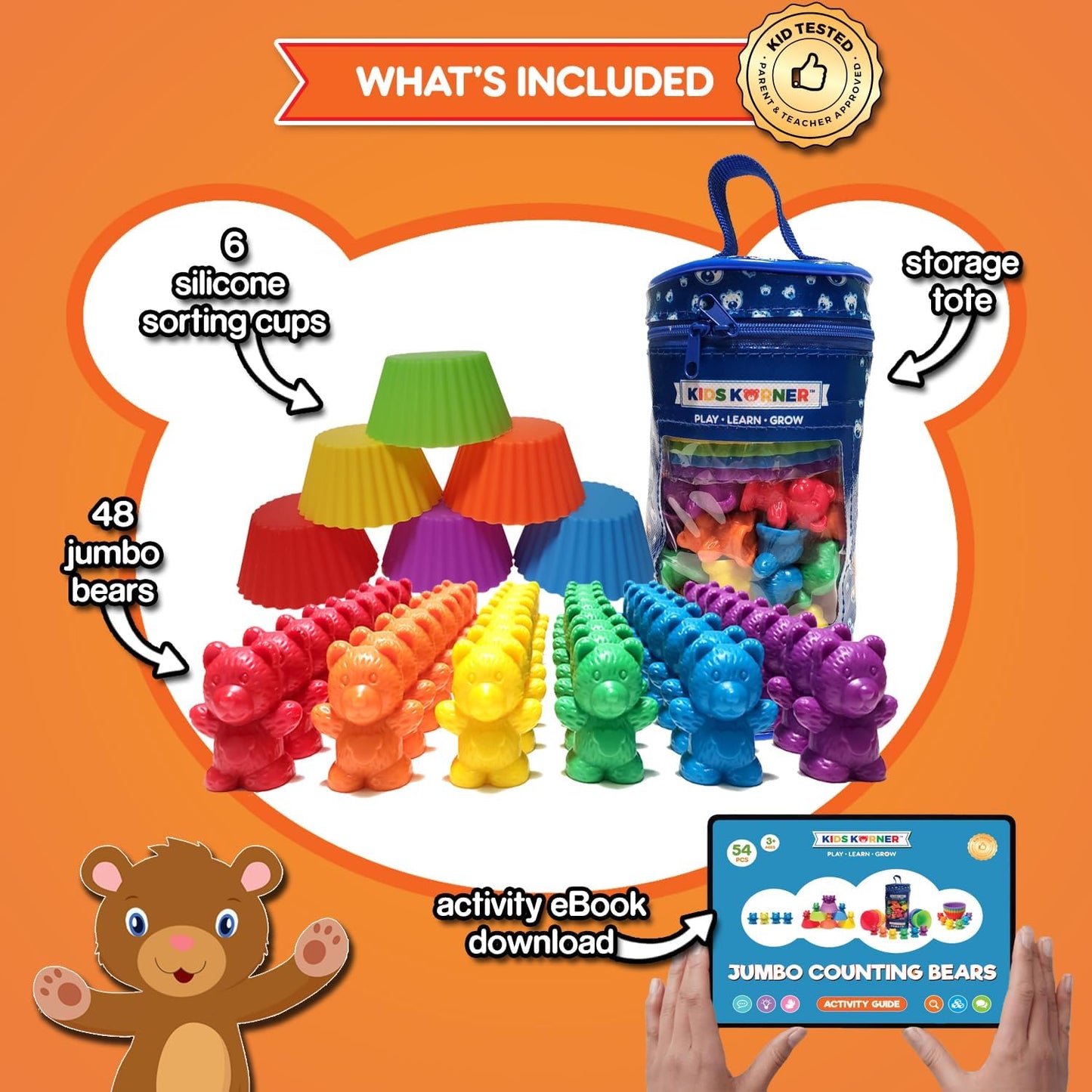 Deluxe Counting & Sorting Bears Game Set - Montessori Fine Motor Learning Jumbo Toys with Stacking Cups, 60 Preschool Math Manipulatives, 2 Toddler Games Dice, Toy Storage & Activities eBook