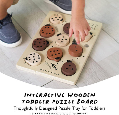 Wee Gallery Wooden Puzzles for Toddlers 1-3 – Count to Ten Ladybugs Toddler Puzzle, Puzzles for 1 Year Old & Up, Wooden Toddler Puzzle for Fine Motor Skills & Early Number Learning