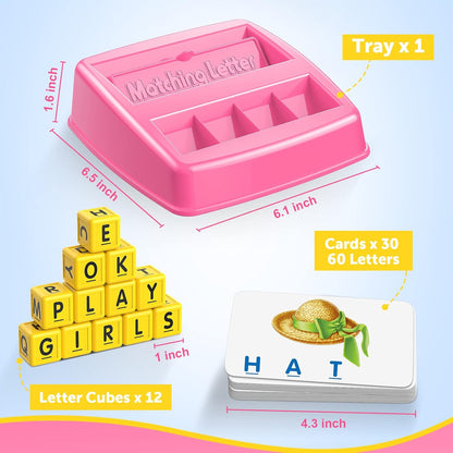 Toys for 3-8 Year Olds Boys Girls, Matching Letter Game Educational Games for Kids Ages 3-8 Easter Birthday Gifts for 3-8 Year Olds Boys Girls Preschool Kindergarten Educational Spelling Toys Green