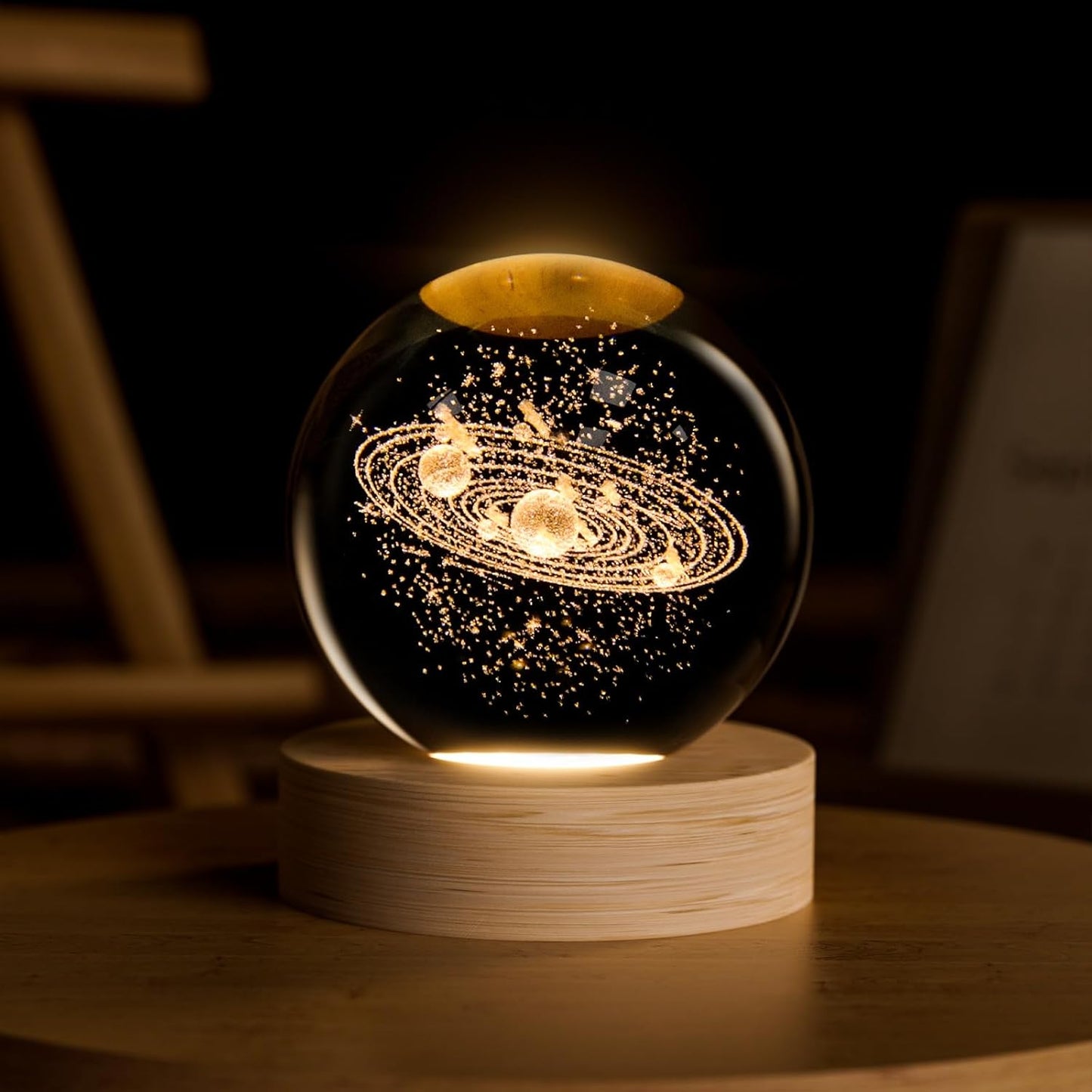 3D Solar System Crystal Ball, 2.4in Universe Gifts Decorative Quartz Glass Ball, Space Laser Engraved Model Astronomy Decor, Physics Display Sculpture Home Decor Crafts for Friends Mom Women Boys