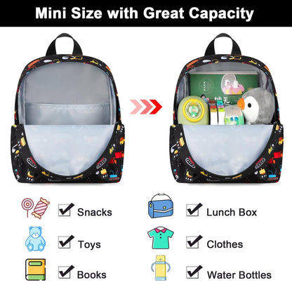 Accmor Toddler Backpack Leash, Mini Child Backpack with Anti Lost Wrist Link, Cute Kids Backpack Leash Walking Harness for Outdoor Travel, Small Excavator Backpack Tether for Baby Boys Girls Ages 1-3