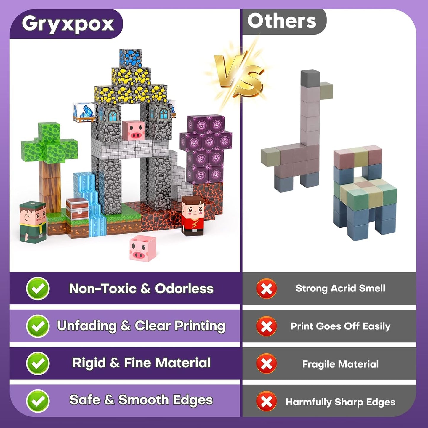 Magnetic Blocks, Magnetic Building Blocks Gryxpox, Magnet Tiles with Adventure World Blocks Toy, Magnetic Blocks For Kids Ages 4-8, STEM Sensory Toys for Ages 3+ Toddlers Kids Girl Boys Birthday Gifts