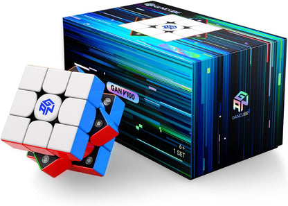 GAN V100 Maglev UV Speed Cube 3x3 Magnetic, Omni-directional Positioning 64g Lightweight Speedcube Brain Teaser Puzzle Fidget Toy for Kids Adults, 55mm Black Inner Surface