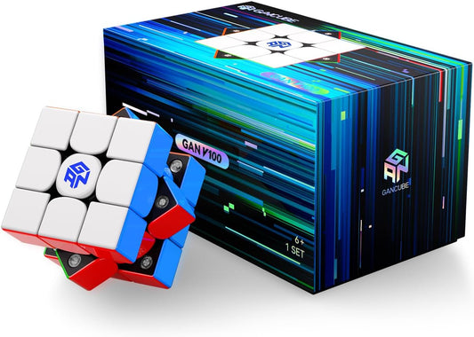 GAN V100 Maglev UV Speed Cube 3x3 Magnetic, Omni-directional Positioning 64g Lightweight Speedcube Brain Teaser Puzzle Fidget Toy for Kids Adults, 55mm Black Inner Surface
