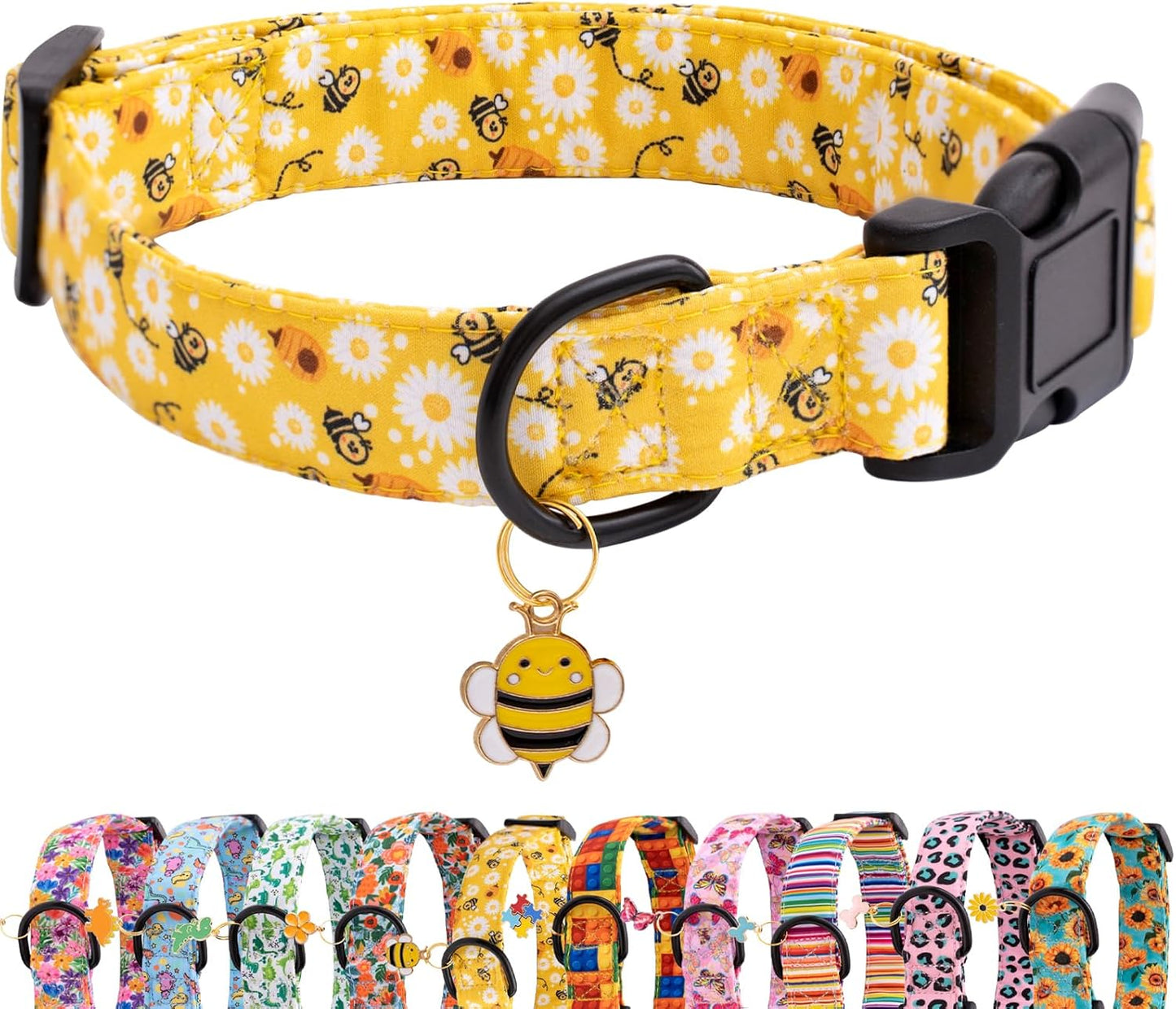 Faygarsle Dog Collar for Small Medium Large Dogs Colorful Puppy Collars for Female Dogs Toy Building Blocks Patterned Pet Collars for Summer Spring Wedding Puppy Girl Dog Collar M