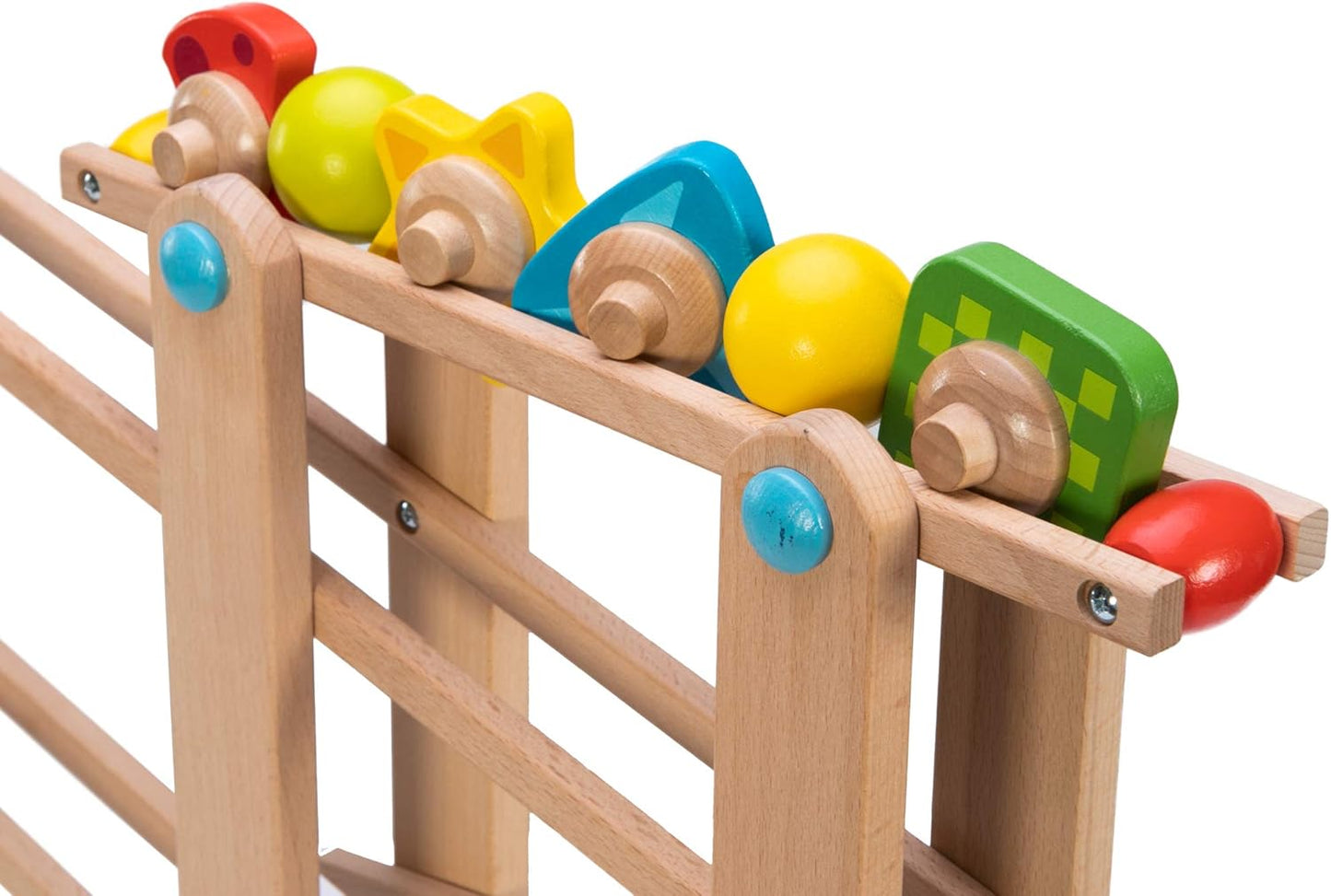 Fat Brain Toys Marble Run, Roll 'n Go Wooden Marble Run Back-and-Forth Ball Track, 2 Year Old Toys