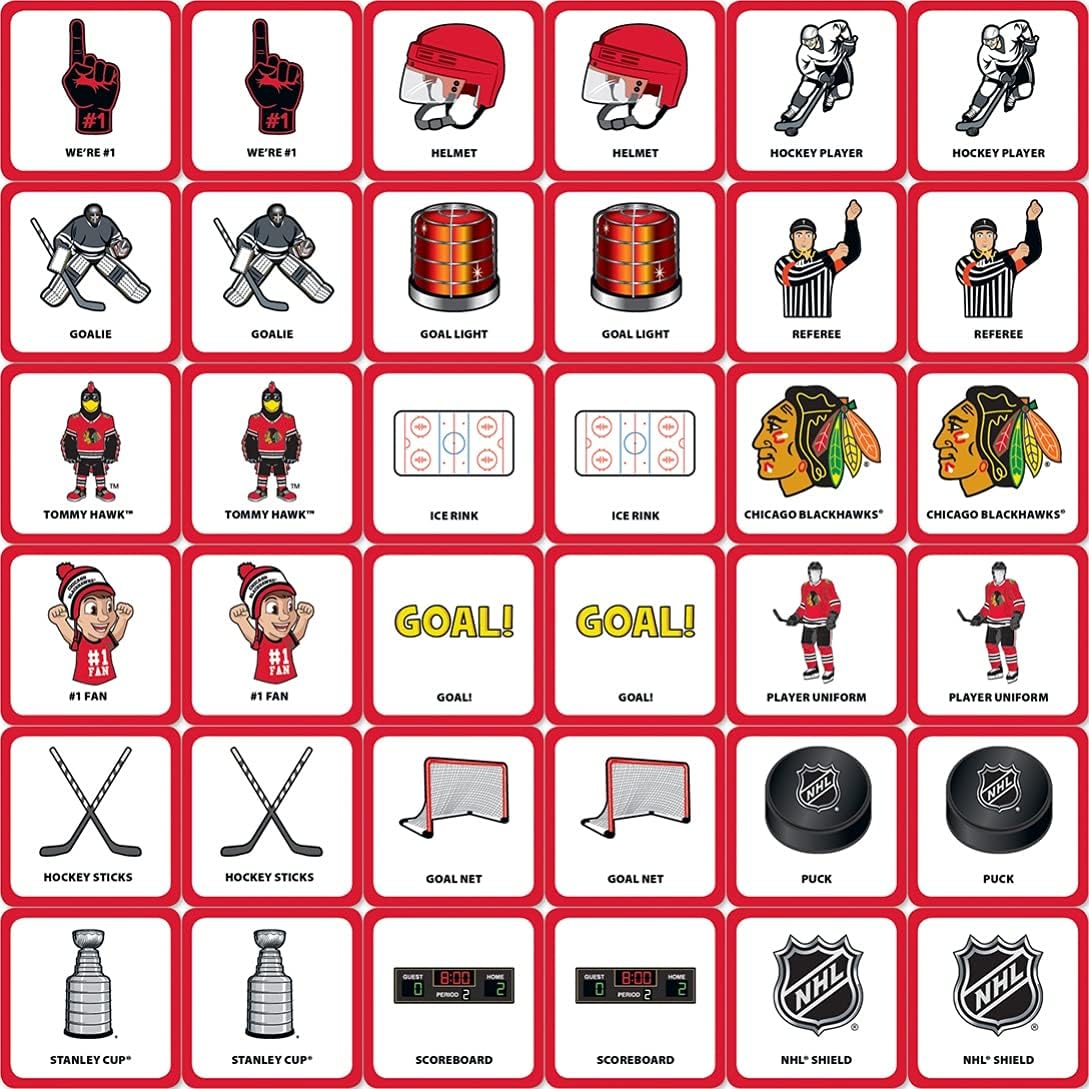 MasterPieces NHL Chicago Blackhawks Matching Game, For Ages 3+ - Fun Family Entertainment for Kids and Adults - Educational, Engaging, and Perfect for Game Night, Interactive Classroom Activities