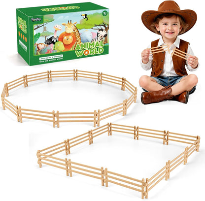 24PCS Farm Ranch Animal Fence Corral Toys for Kids Age 3-5 5-7 4-8 Years Olds Boys Girls, Educational Farm Animal Cake Toppers for Toddlers 3 4 5 6 7 8 9 10