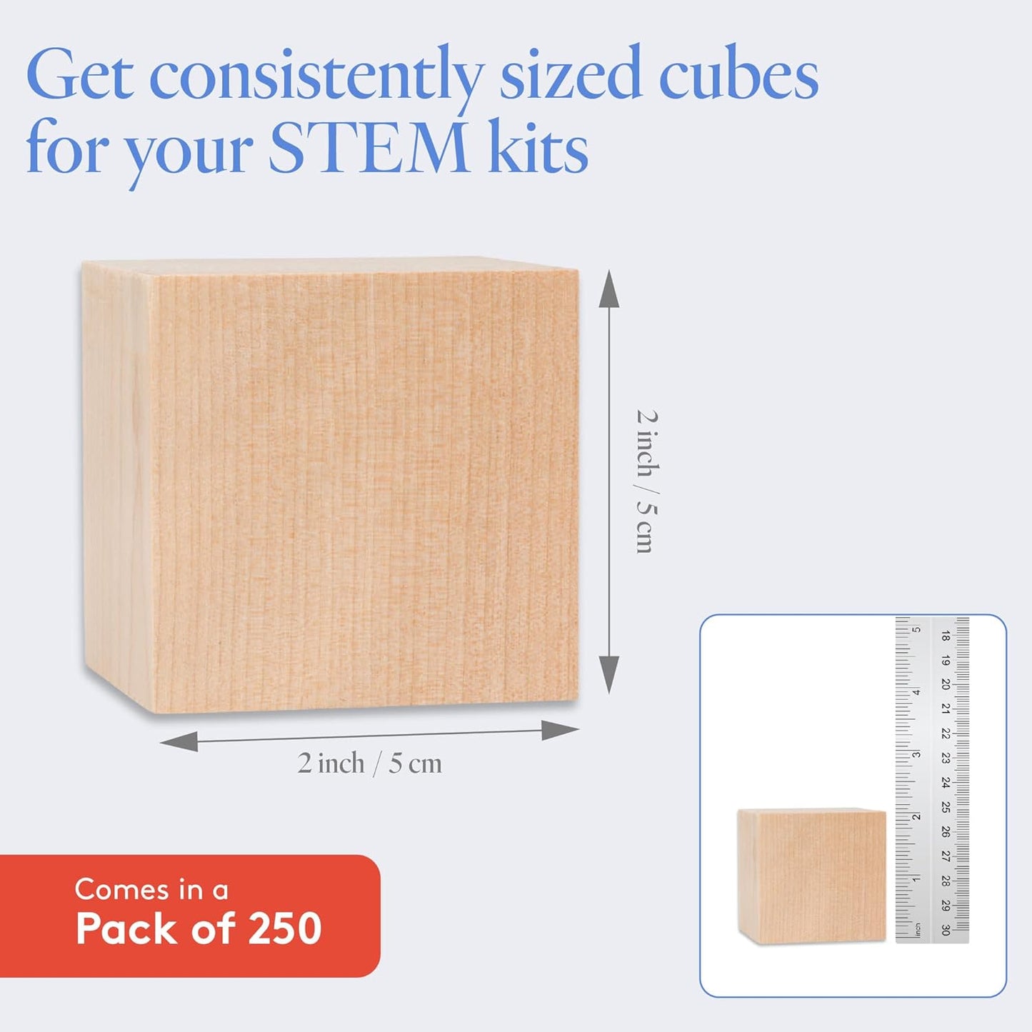 DIY Wooden Cubes 3/4-inch, Pack of 100 Small Blank Wooden Blocks, Unfinished Wood Blocks for Crafts, STEM, Dice, and Building Blocks for Stacking, by Woodpeckers