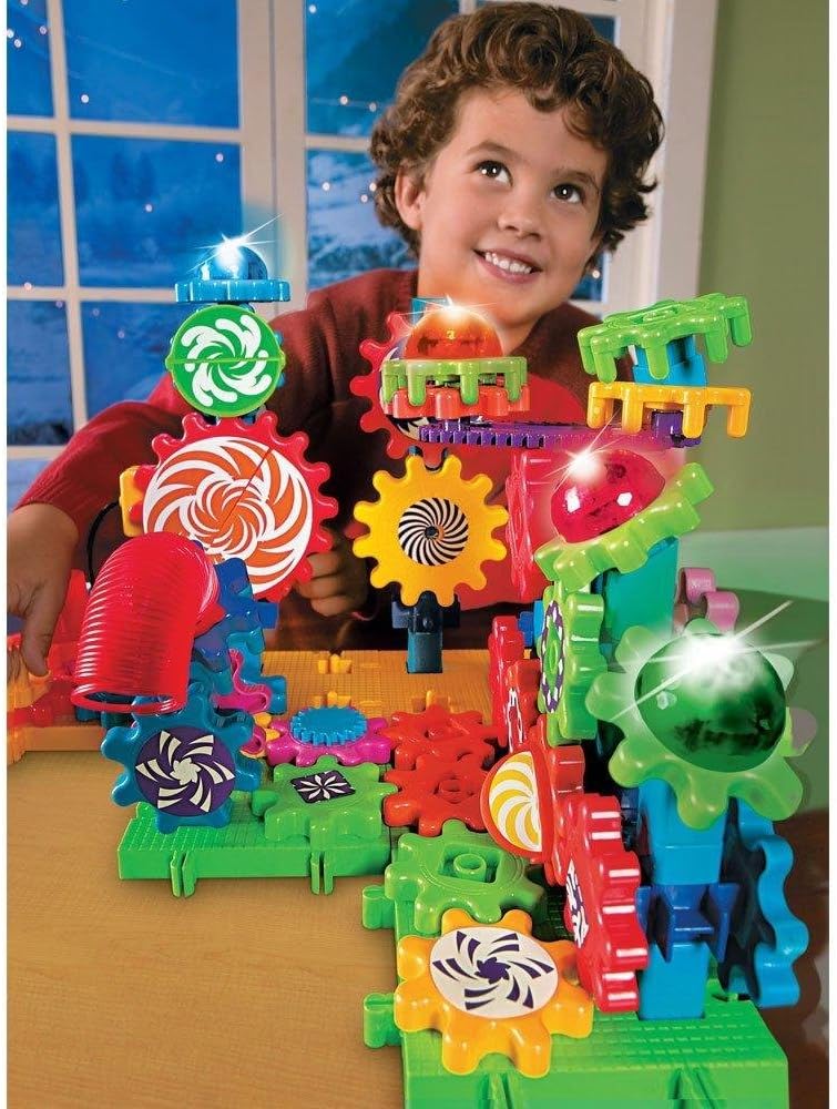 Learning Resources Gears Lights & Action Building Set, STEM Activities, Fine Motor Skills, Toddler Explorer Kit, Science and Construction, Boys and Girls Gifts, 121 Pieces, Ages 5 and Up