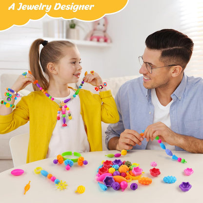 NEXBOX Girls Crafts Jewelry Making Kit for Toddlers - Pop Beads Toys Sets for Little Kids Age 3 4 5 6 Year Old, Ideas Birthday Gifts
