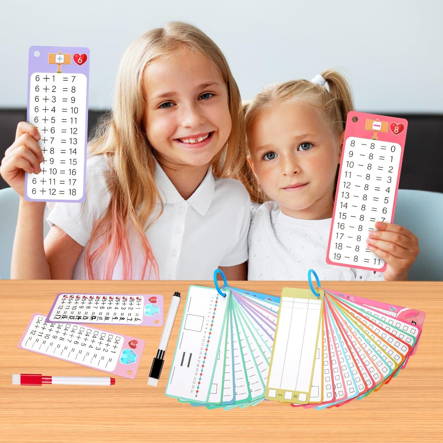 15Pcs Multiplication Flash Cards 0-12, Time Table Flash Cards Chart with 2 Dry Erase Pens 1 Rings, Educational Math Multiplication Chart for 1st to 3rd Grades Fun Learning with Math Game