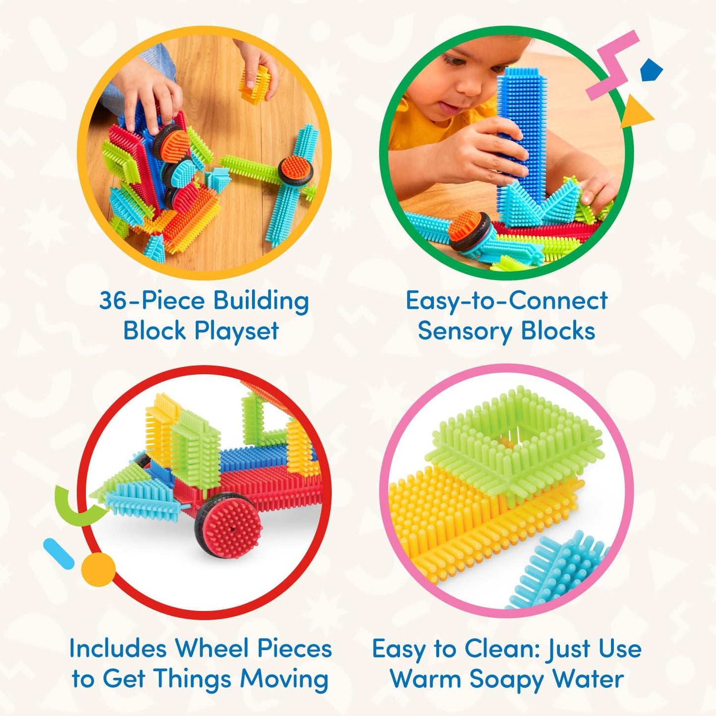 Battat – Bristle Blocks – STEM Interlocking Building Blocks – 112 Pieces Playset – Developmental Toys for Toddlers & Kid – Basic Builder Set – 2+ Years