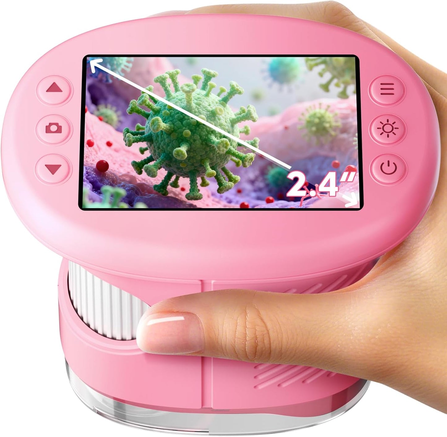 Odatay 4K 1000X Digital Microscope for Kids with Long Distance Viewing & 2.4" Screen, Portable Handheld Edu Toys for Kids Age 3-12 Exploring Bugs Plants at Home Classroom & Outdoor Travel, Yellow
