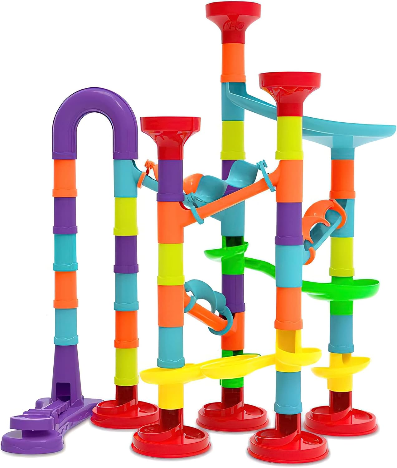 Marble Run Set Building Blocks Glass Marbles for Kids Ages 4-8 Girls Boys Toys STEM Maze Educational Race Game Birthday Gifts