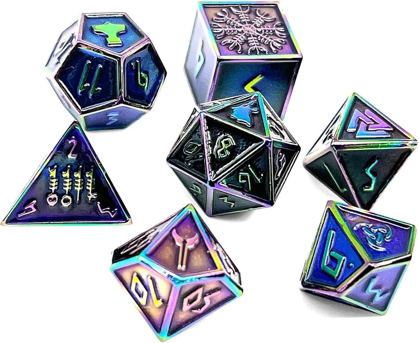 Norse Foundry Set of 7 Banshee Wail Norse Series Full Metal Polyhedral Dice RPG Math Games DND Pathfinder