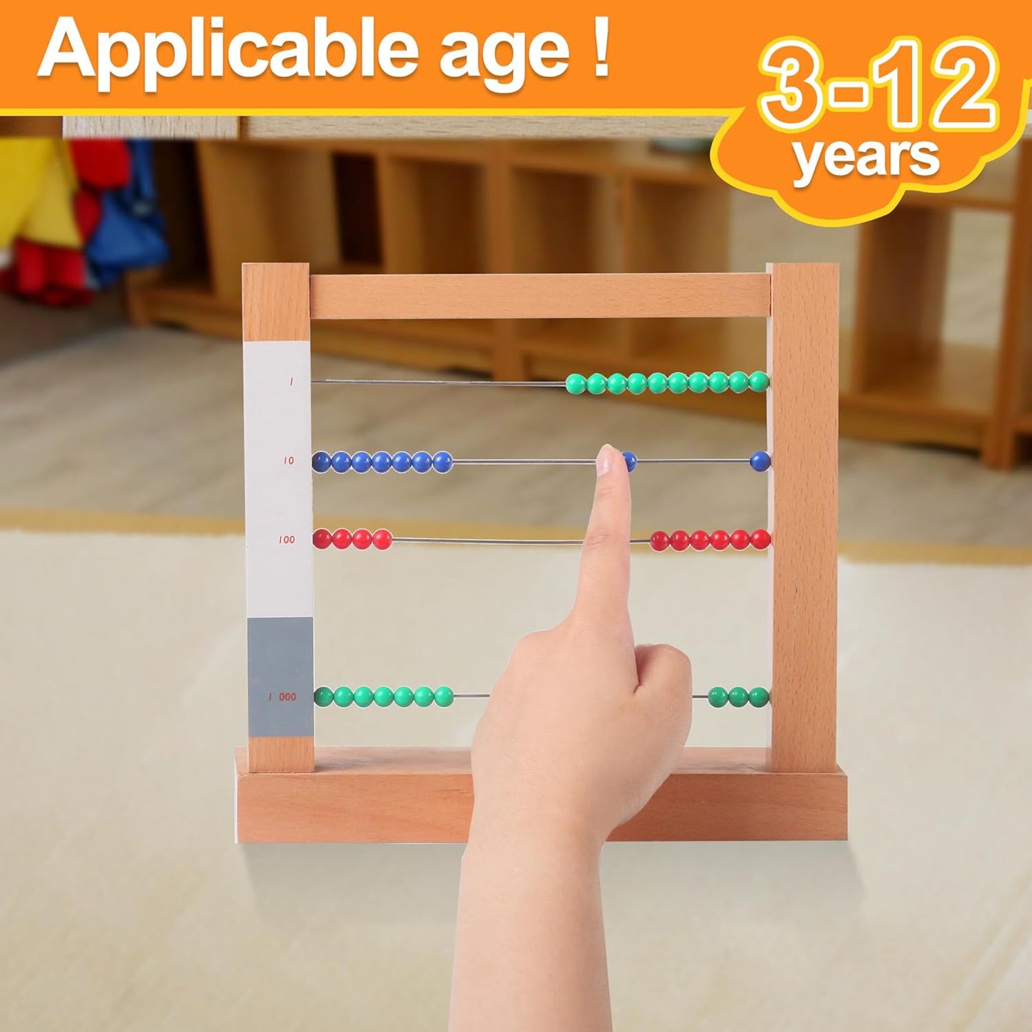 MONTESSORI OUTLET Wooden Small Bead Frame Abacus for 3 Year Old Boys Girls Kids Toddlers Math, Educational Counting Toy,Mathematics Toy Beads Game for Preschool and Homeschool Children