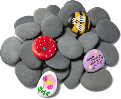 Simetufy 25 Pcs Rocks for Painting, 2"-3" Painting River Rocks, Flat & Smooth Stones to Paint, Hand Picked Natural Stones for Painting, Crafts for Kids & Adults