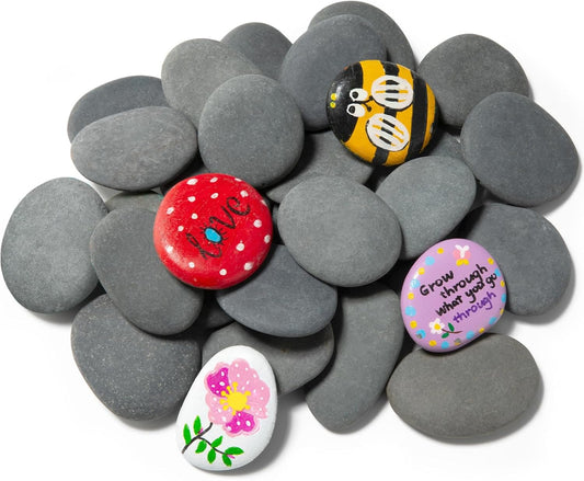 Simetufy 25 Pcs Rocks for Painting, 2"-3" Painting River Rocks, Flat & Smooth Stones to Paint, Hand Picked Natural Stones for Painting, Crafts for Kids & Adults