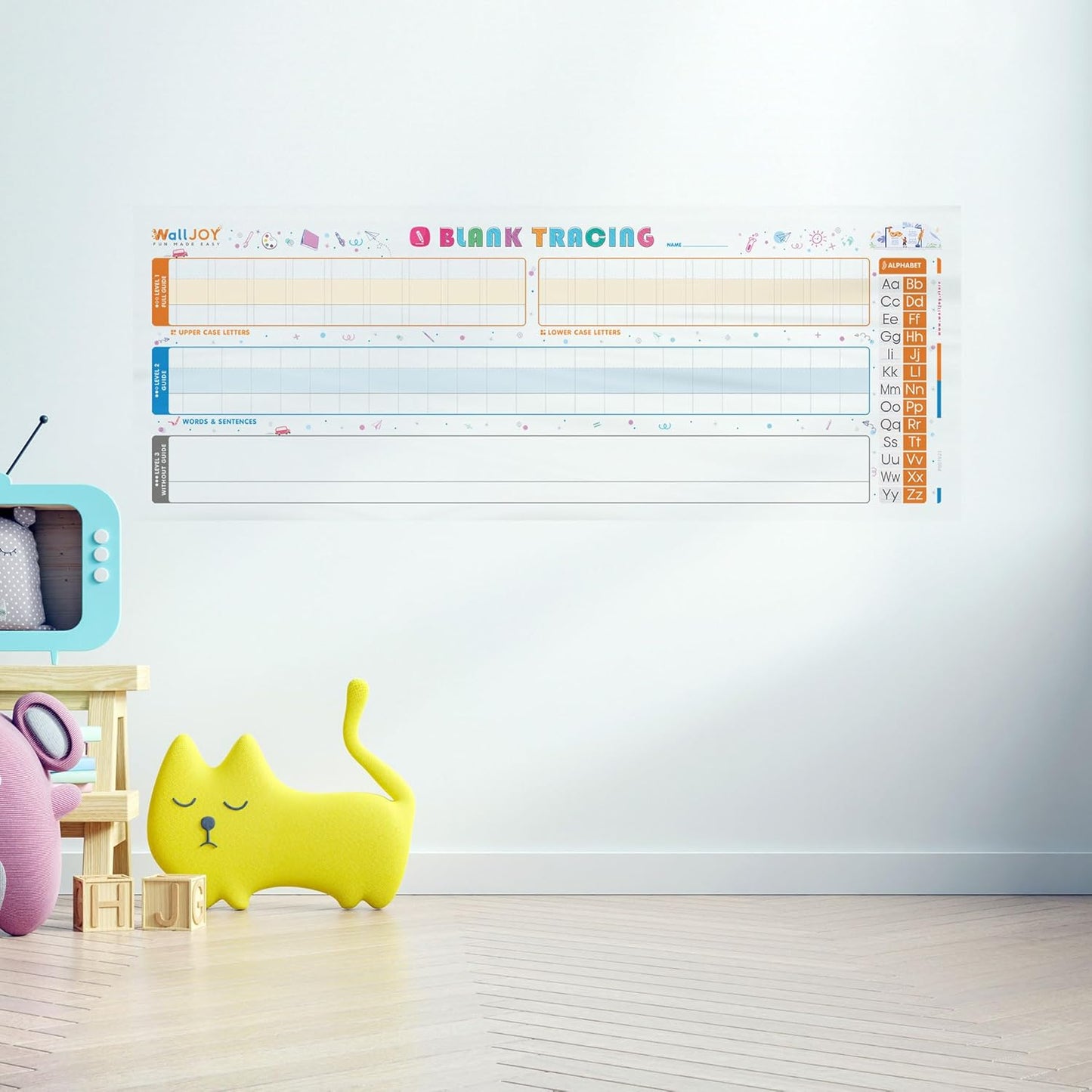 Dry Erase Handwriting Practice for Kids – 39.4×16” Large Clear Lined Dry Erase Board, Whiteboard with Lines that Sticks to Any Surface
