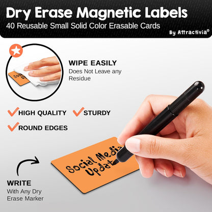 Attractivia Dry Erase Magnetic Labels 7.3 x 5.6 in, Dry Erase Magnets, 20-Pack, White Erasable Write-On All-Purpose Labels, for Office, Education, Home, Whiteboard