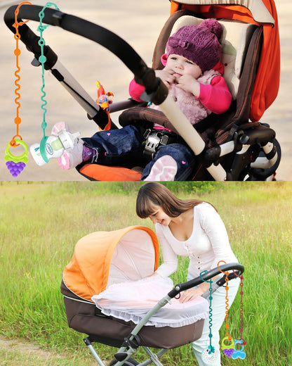 LittleHugs Toy Straps for Baby, 5pcs Adjustable Toy Holder for Stroller Accessories, Silicone Tether Pacifier Clip, No Throw Travel Essential Leash for High Chair, Car Seat (5-Pack)