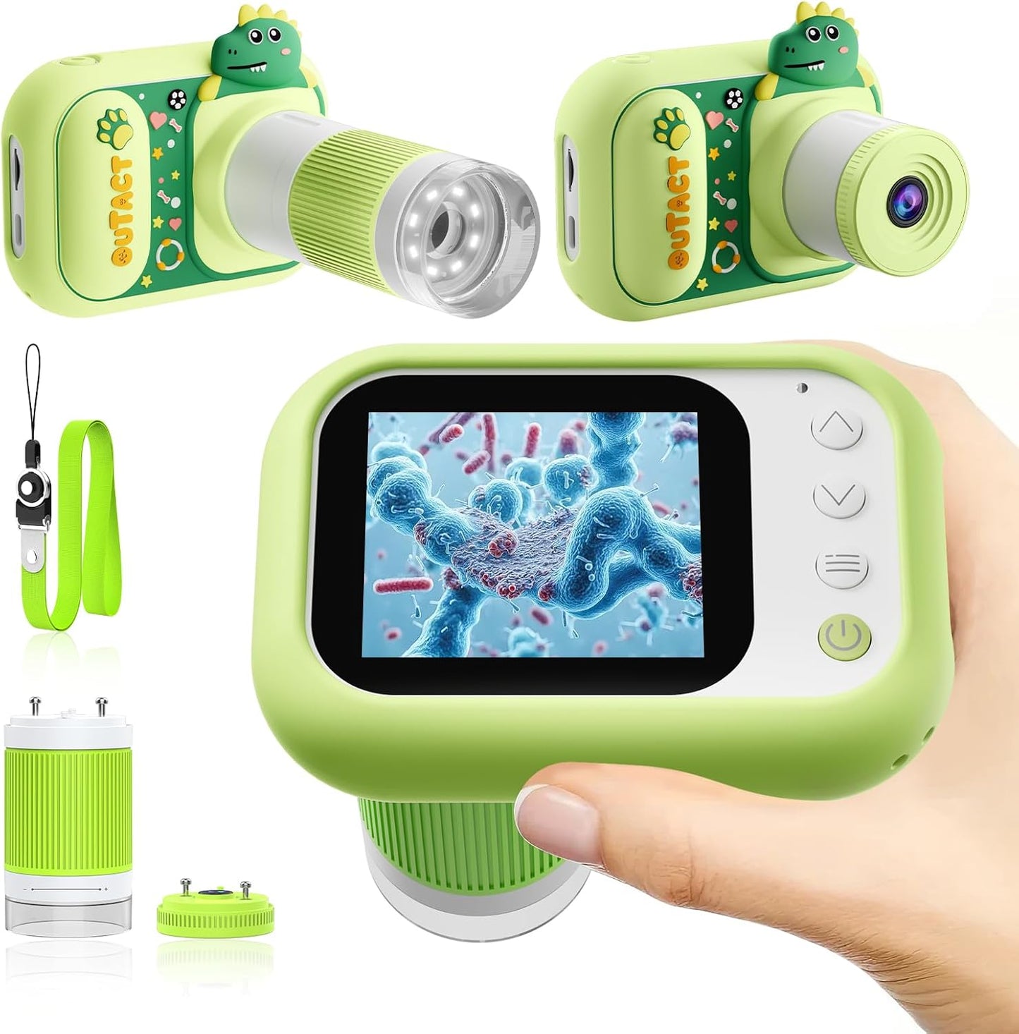 Microscope for Kids Handheld Mini Portable Digital Rechargeable 1000X with 2.4 Screen 1080P 3 in 1 Microscope Photography Recording Edu Age 4-6 8-12 Children Students