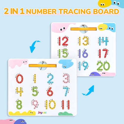 JoyCat Magnetic Letter Tracing Board, 2-in-1 Double-Sided ABC Magnets for Kids Ages 3-5, Uppercase & Lowercase Letter Writing Practice - Preschool Learning Toys, Road Trip Car Activities for Toddlers