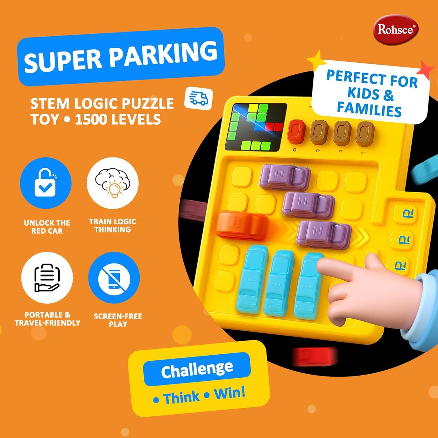 1500 Levels Intelligent Car Maze Game Huarong Road Escape Puzzle Desktop Brick Game Machine Logic Parking Blocks Kids Toy Gift