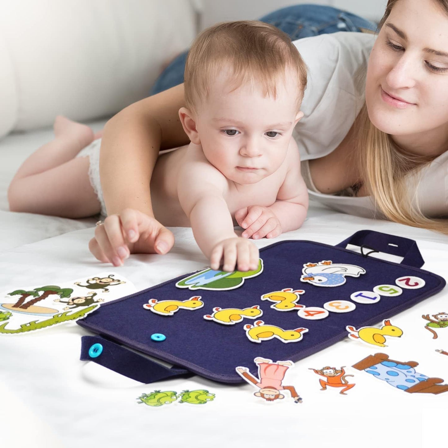 CHEFAN Felt/Flannel Board Story Set of 4, PRECUT Felt Pieces for Preschool Toddlers Circle Time,We are Going On A Bear Hunt, Mary Had A Little Lamb, Little Bo-Peep, Little Boy Blue